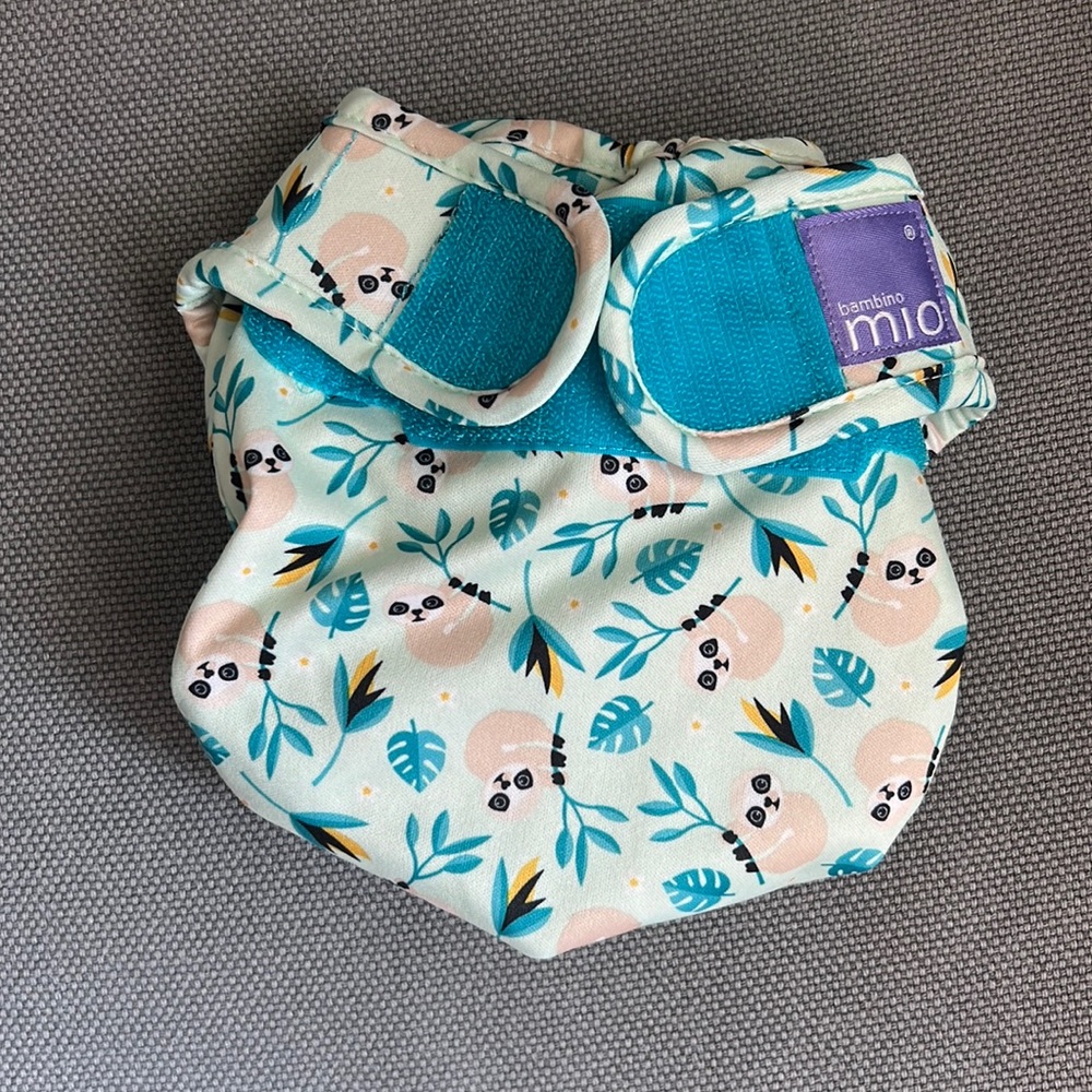 Bambino MIO cloth diaper cover shell size 1 swinging sloth